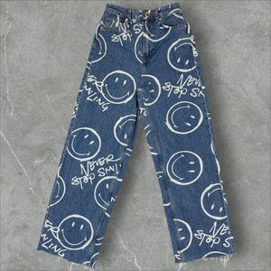 H&M x Smiley Womens Y2K Baggy Style Smiley Face Print Denim Jeans - Size 0